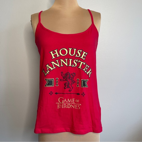 Game of Thrones Lannister Cotton Tank Top HBO Large Lion Crest Spaghetti Straps - Picture 4 of 9